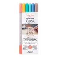 Color Pens for Paintable Stamp 6 pcs Assorted Happy
