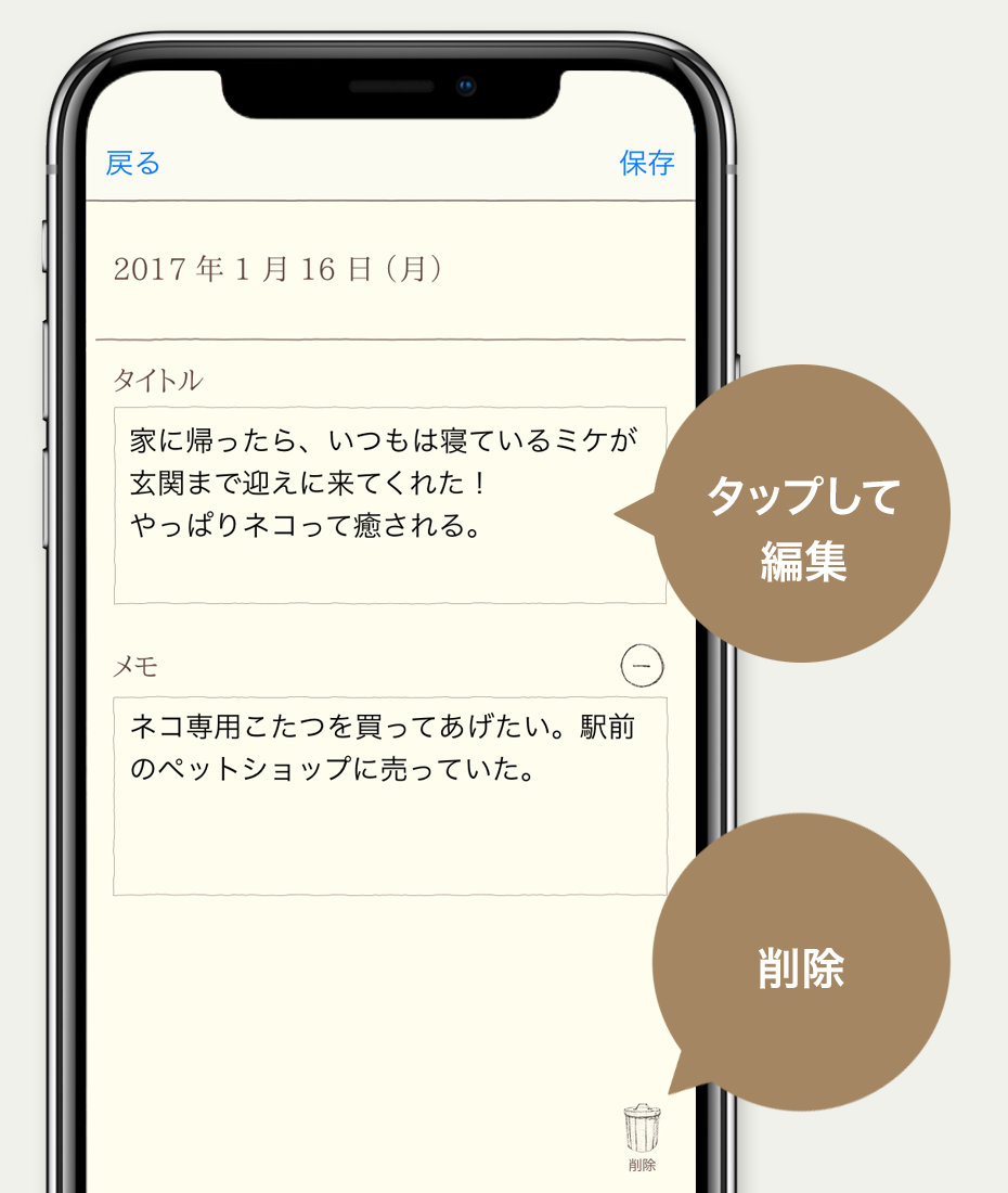 日記のもくじ 手書き日記をつけたいけれど なかなか続かない という方におすすめの日記サポートアプリです